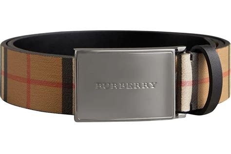 Burberry Plaque Buckle Vintage Check Leather Belt 1.4 Width 